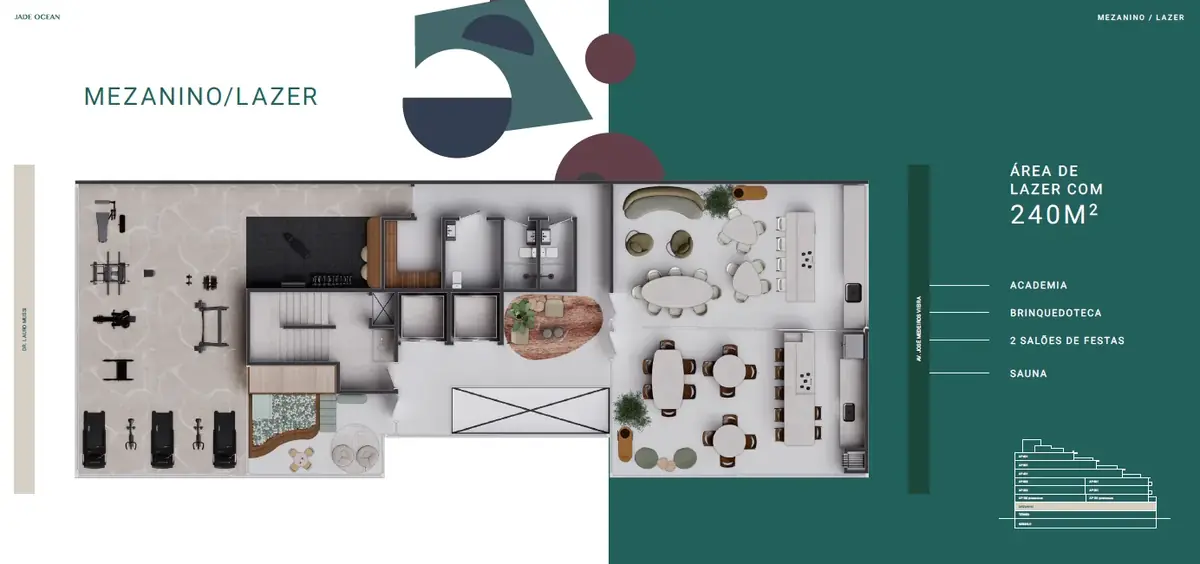 Planta Jade Ocean — Apartamento 201/301 Frente Mar 156m²